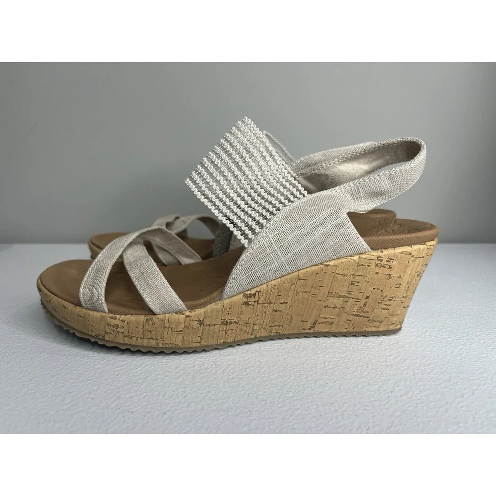 Skechers Beverlee High‎ Tea Wedge Sandals Women's Size US 9